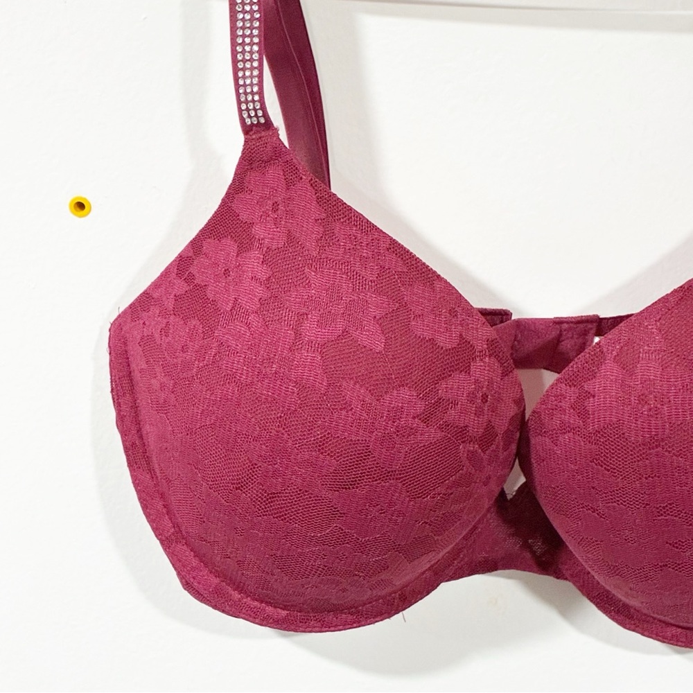 Victorias Secret Pink Racer Back Wear Everywhere Bra Rhinestone Straps 32DD NEW - Picture 2 of 5